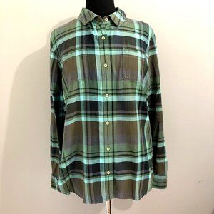 The North Face Green Plaid Button Up  Long Sleeve